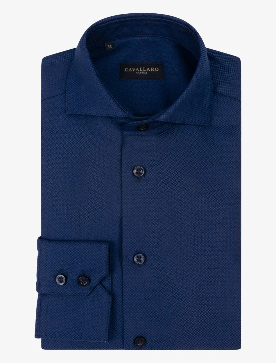 Cavallaro Napoli Nario Overhemd Donkerblauw 3 Cavallaro Napoli Nario Overhemd Donkerblauw - Afbeelding 3