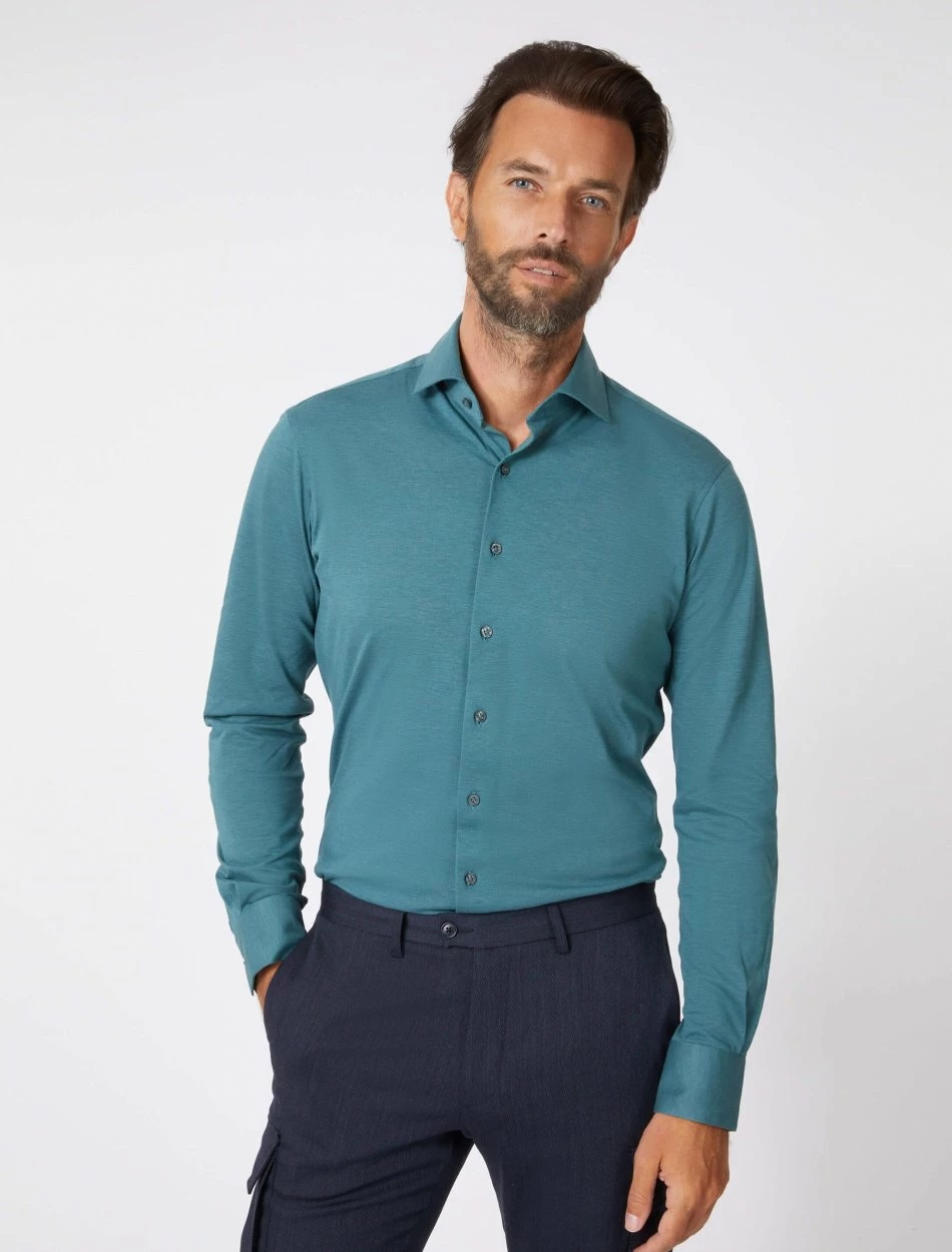 Cavallaro Napoli Piquo Overhemd Donkergroen 5 Cavallaro Napoli Piquo Overhemd Donkergroen - Afbeelding 5