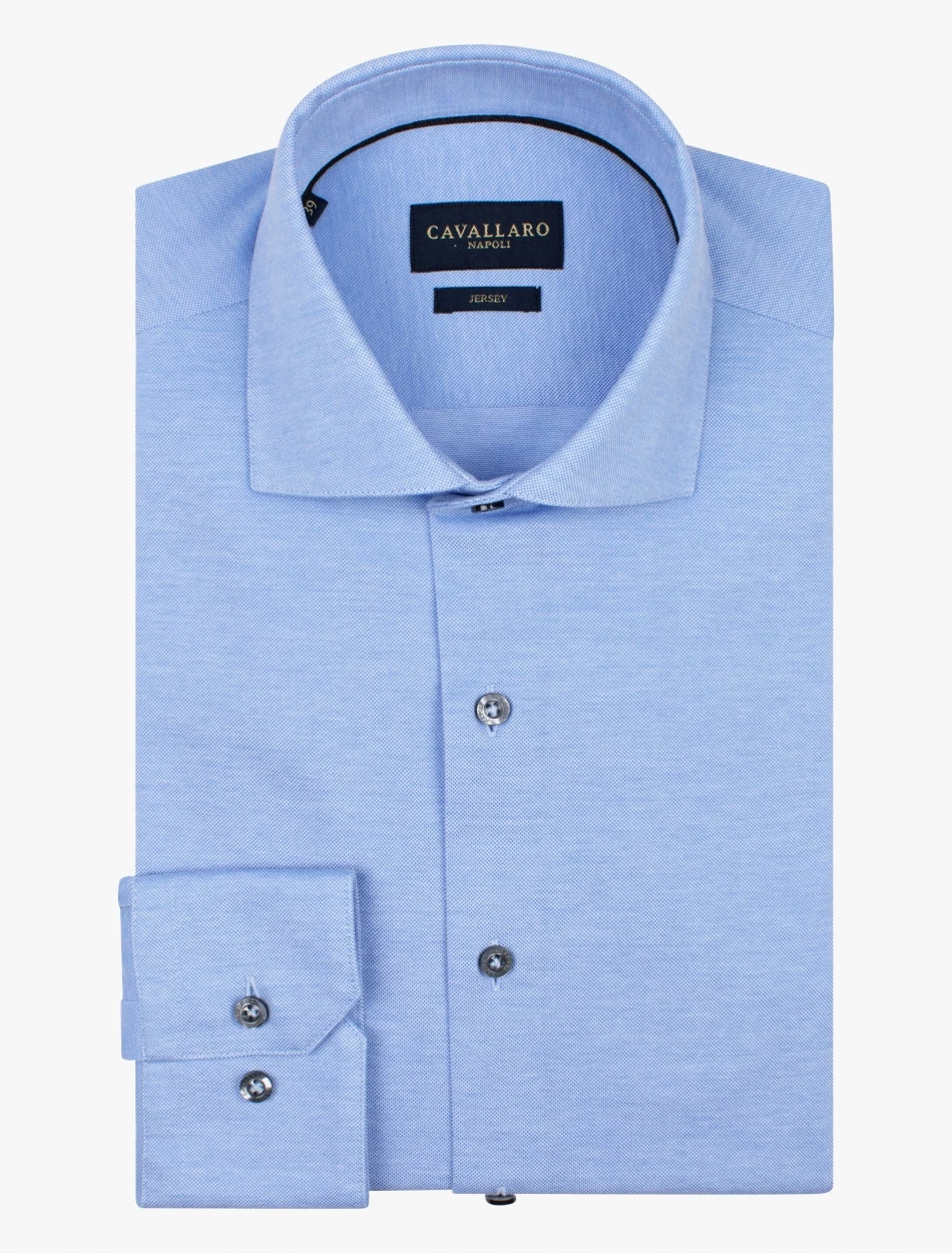 Cavallaro Napoli Piquo Overhemd Blauw 8 Cavallaro Napoli Piquo Overhemd Blauw - Afbeelding 8