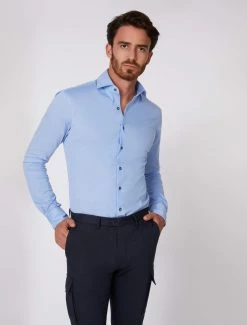 Cavallaro Napoli Piquo Overhemd Blauw