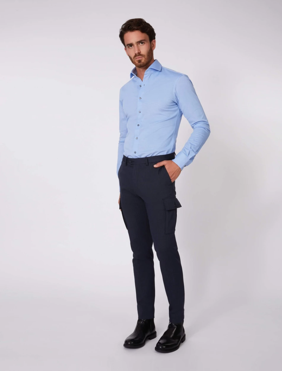 Cavallaro Napoli Piquo Overhemd Blauw 6 Cavallaro Napoli Piquo Overhemd Blauw - Afbeelding 6