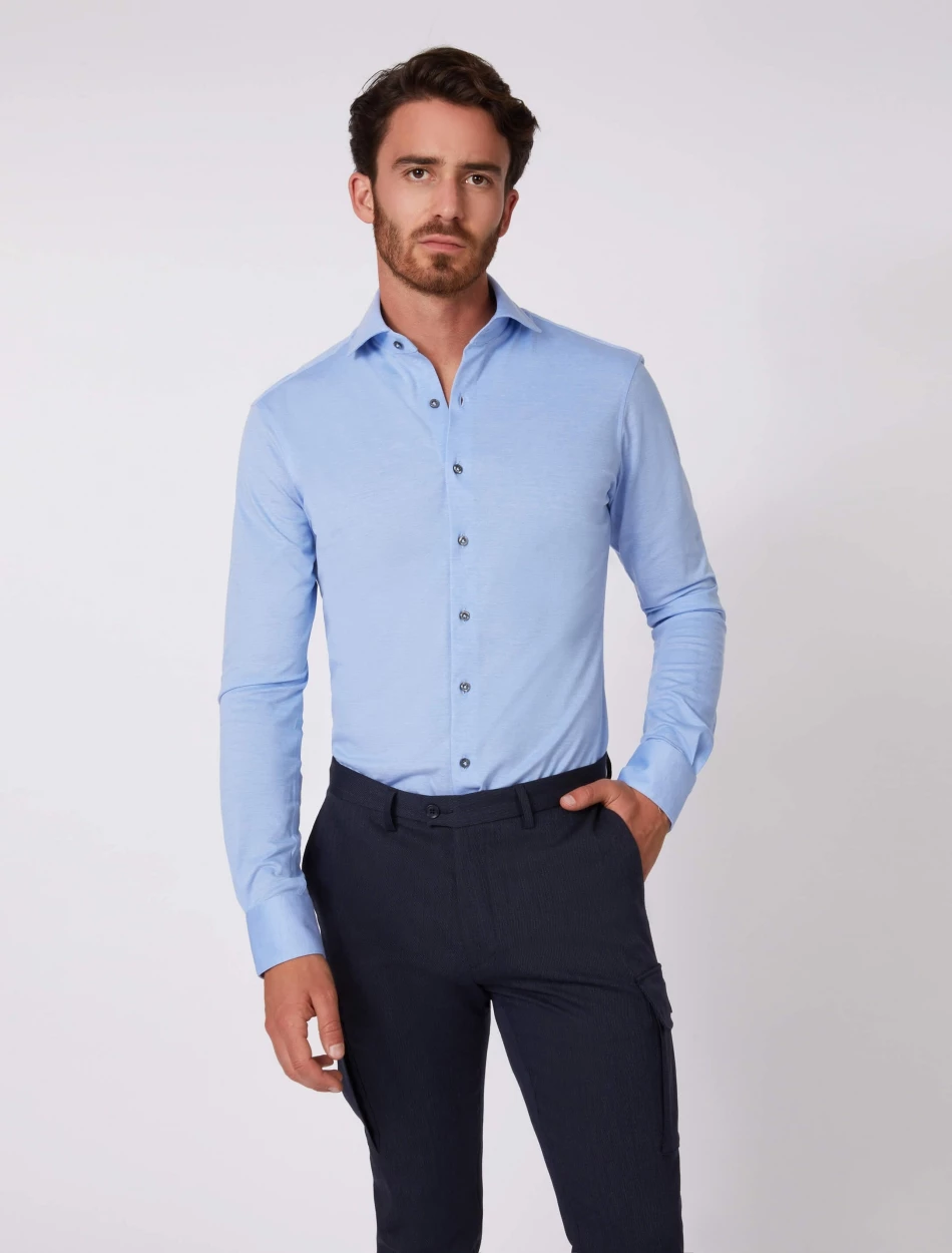 Cavallaro Napoli Piquo Overhemd Blauw 5 Cavallaro Napoli Piquo Overhemd Blauw - Afbeelding 5