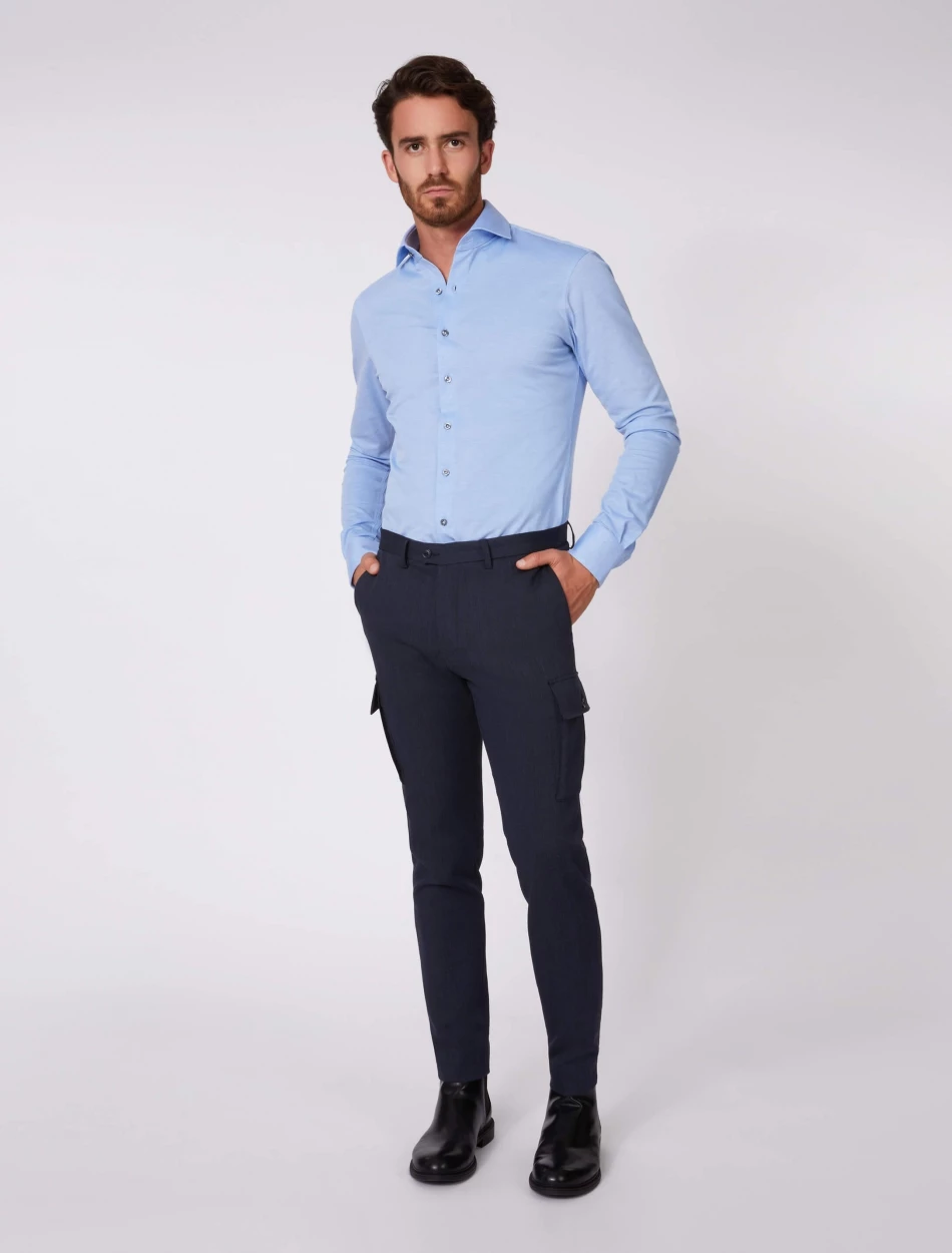 Cavallaro Napoli Piquo Overhemd Blauw 2 Cavallaro Napoli Piquo Overhemd Blauw - Afbeelding 2