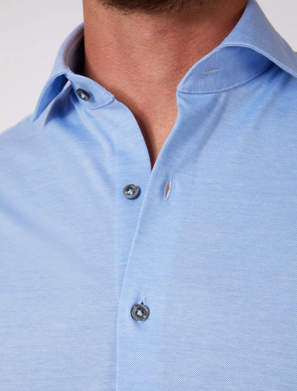 Cavallaro Napoli Piquo Overhemd Blauw 3 Cavallaro Napoli Piquo Overhemd Blauw - Afbeelding 3