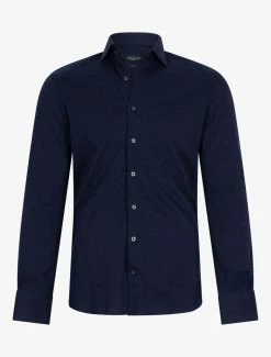 Cavallaro Napoli Piquo Overhemd Indigo Blauw