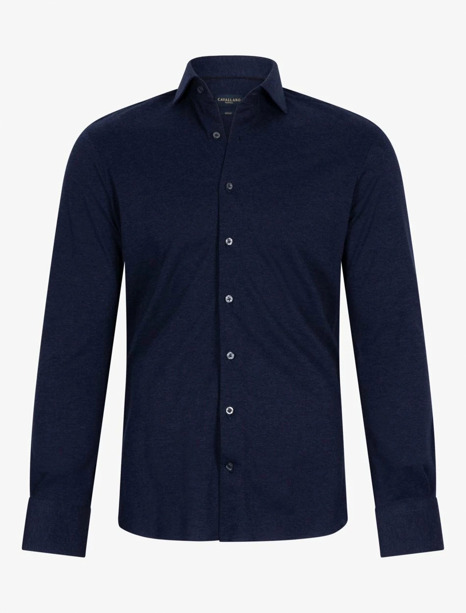 Cavallaro Napoli Piquo Overhemd Indigo Blauw 1 Cavallaro Napoli Piquo Overhemd Indigo Blauw
