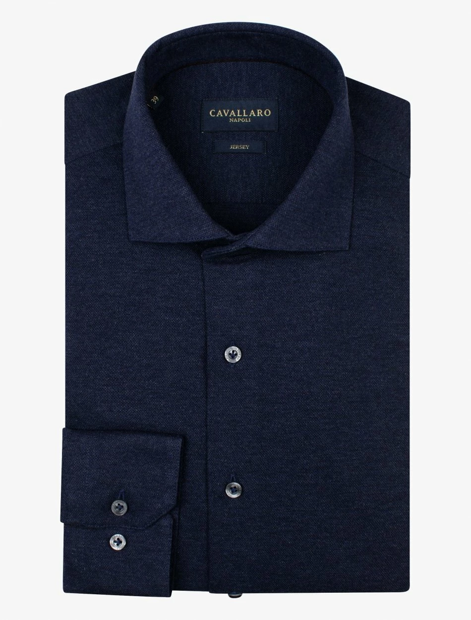 Cavallaro Napoli Piquo Overhemd Indigo Blauw 8 Cavallaro Napoli Piquo Overhemd Indigo Blauw - Afbeelding 8