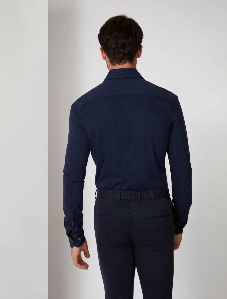 Cavallaro Napoli Piquo Overhemd Indigo Blauw 6 Cavallaro Napoli Piquo Overhemd Indigo Blauw - Afbeelding 6