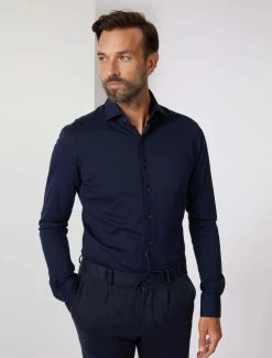 Cavallaro Napoli Piquo Overhemd Donkerblauw