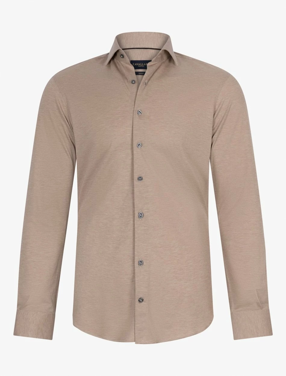 Cavallaro Napoli Piquo Overhemd Zand 6 Cavallaro Napoli Piquo Overhemd Zand - Afbeelding 6