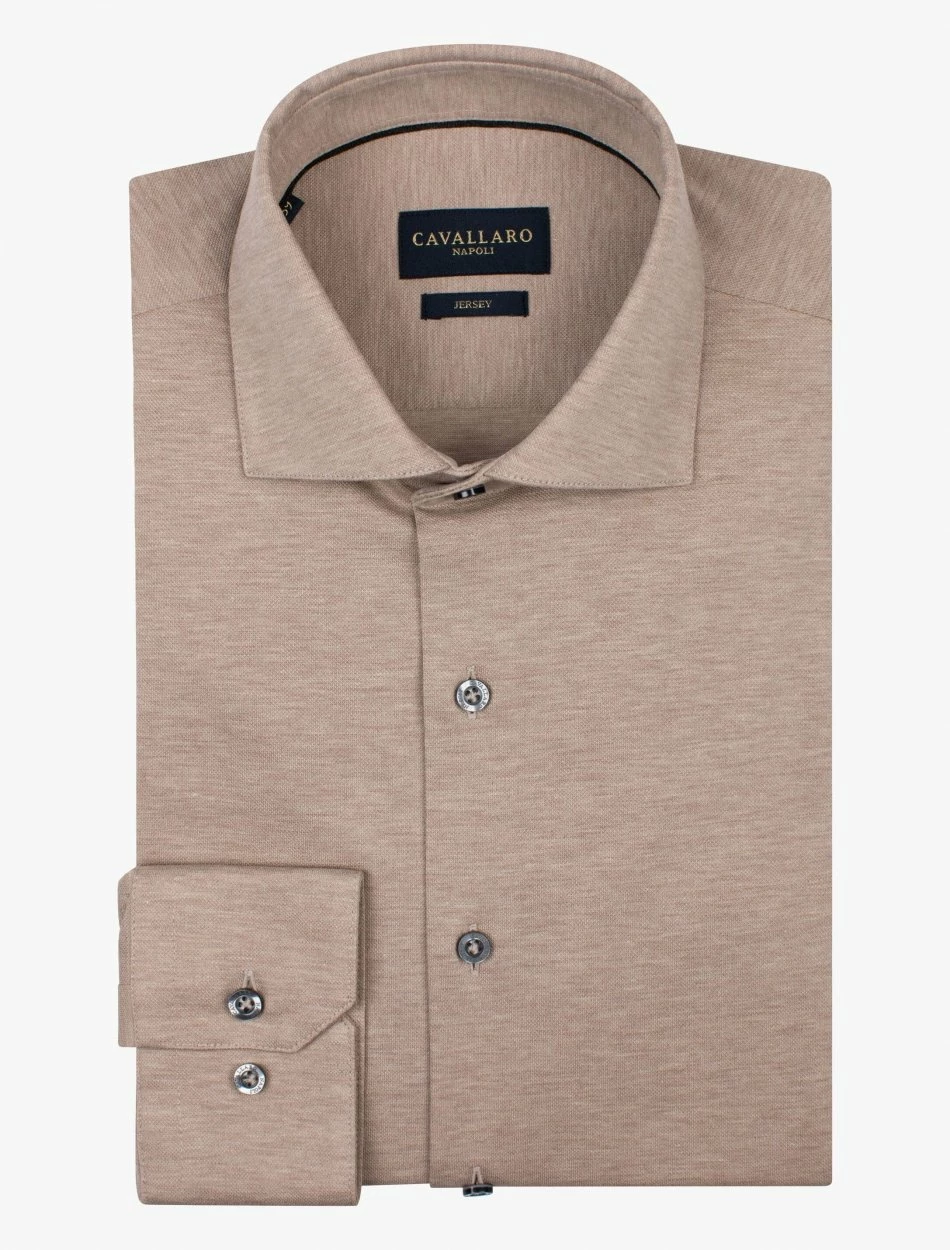 Cavallaro Napoli Piquo Overhemd Zand 8 Cavallaro Napoli Piquo Overhemd Zand - Afbeelding 8