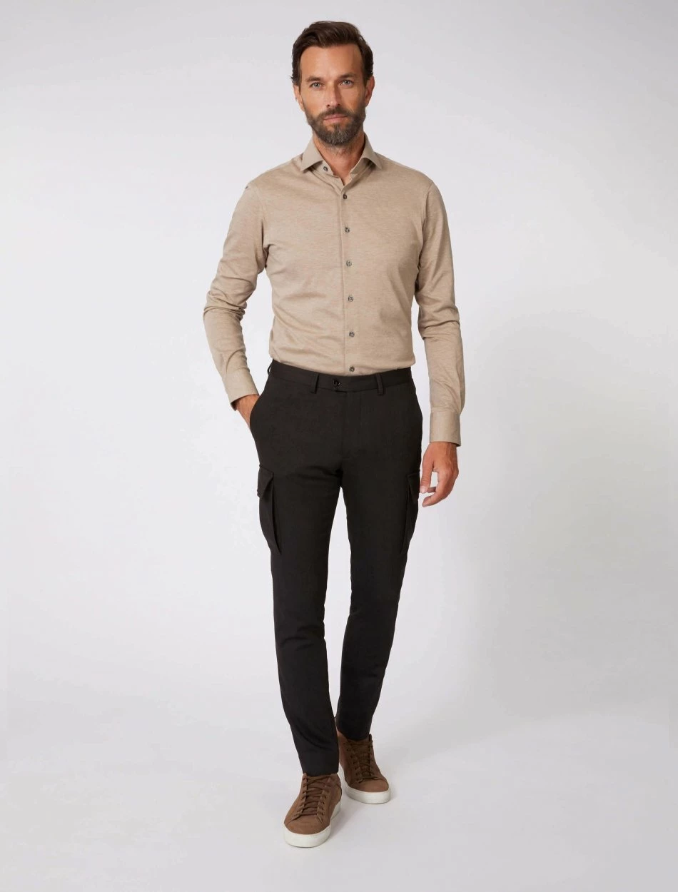 Cavallaro Napoli Piquo Overhemd Zand 2 Cavallaro Napoli Piquo Overhemd Zand - Afbeelding 2