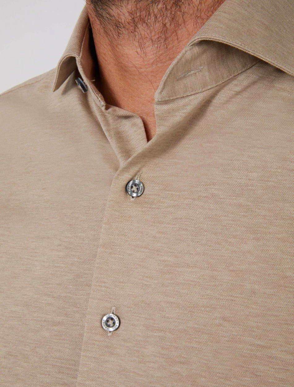 Cavallaro Napoli Piquo Overhemd Zand 3 Cavallaro Napoli Piquo Overhemd Zand - Afbeelding 3