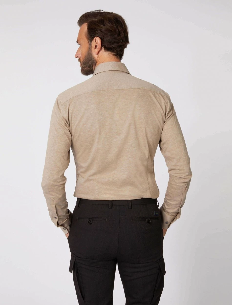 Cavallaro Napoli Piquo Overhemd Zand 4 Cavallaro Napoli Piquo Overhemd Zand - Afbeelding 4