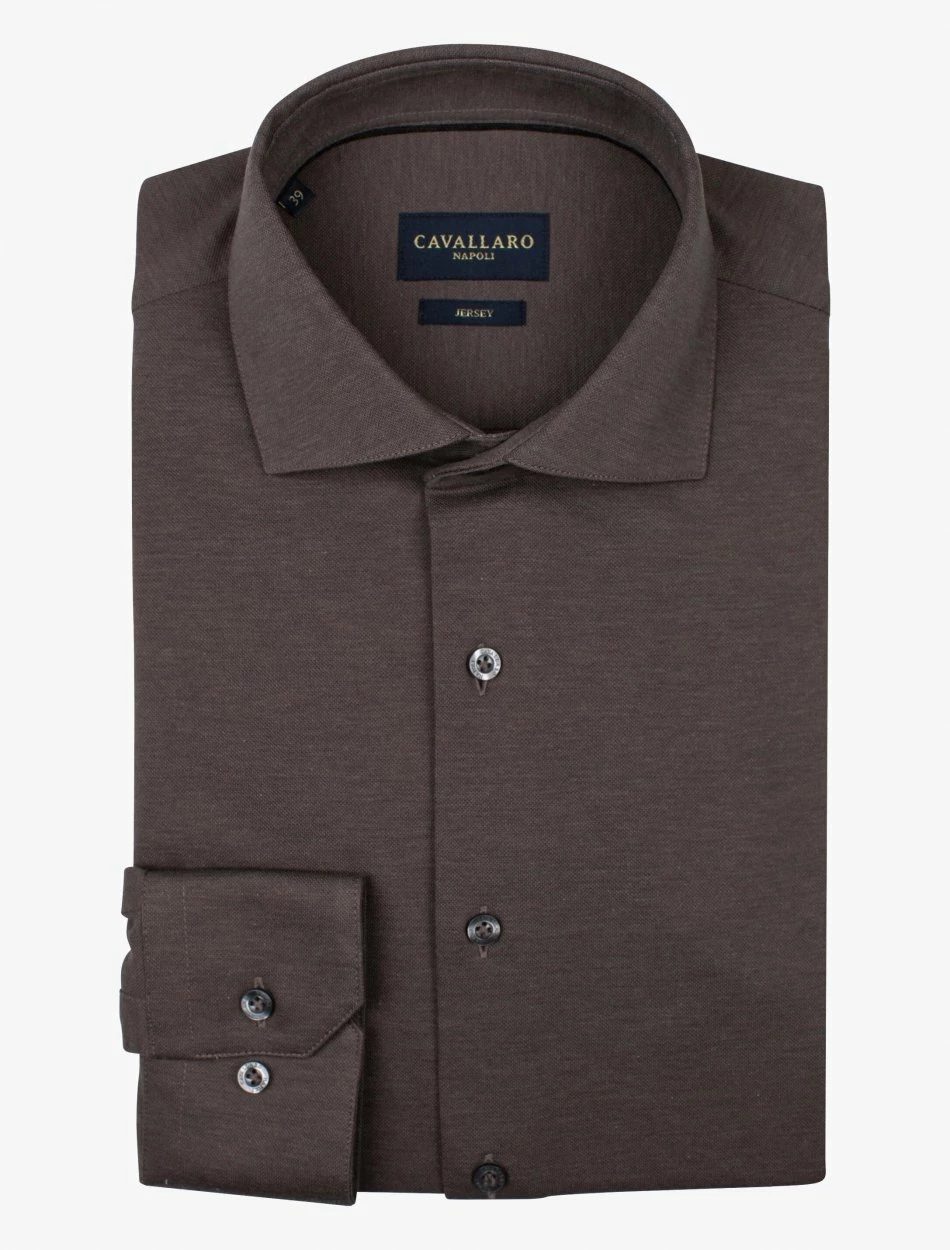 Cavallaro Napoli Piquo Overhemd Bruin 8 Cavallaro Napoli Piquo Overhemd Bruin - Afbeelding 8