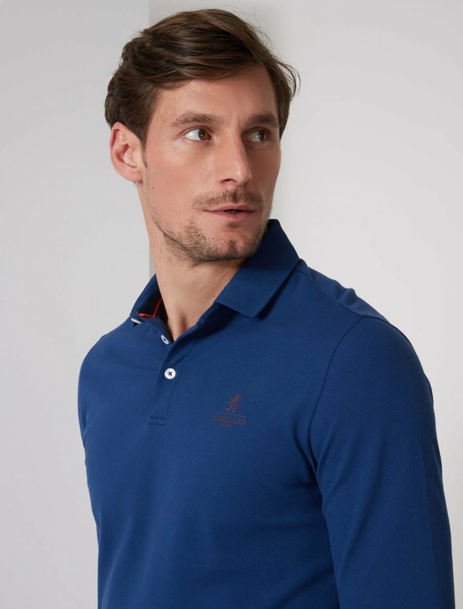 Cavallaro Napoli Campione Long Sleeve Polo Flag Blue (654000) 1 Cavallaro Napoli Campione Long Sleeve Polo Flag Blue (654000)