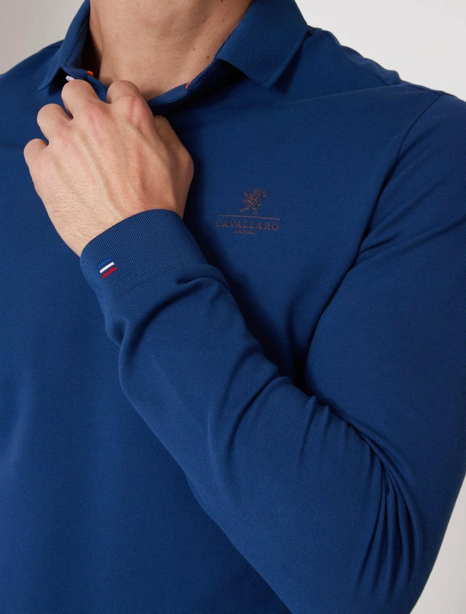 Cavallaro Napoli Campione Long Sleeve Polo Flag Blue (654000) 3 Cavallaro Napoli Campione Long Sleeve Polo Flag Blue (654000) - Afbeelding 3
