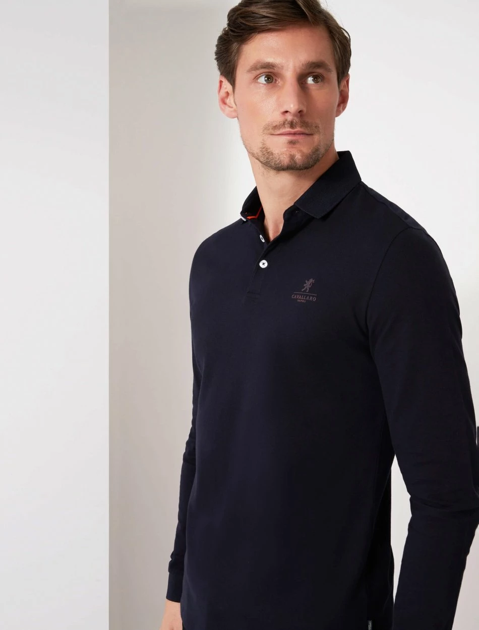 Cavallaro Napoli Campione Long Sleeve Polo Donkerblauw 1 Cavallaro Napoli Campione Long Sleeve Polo Donkerblauw