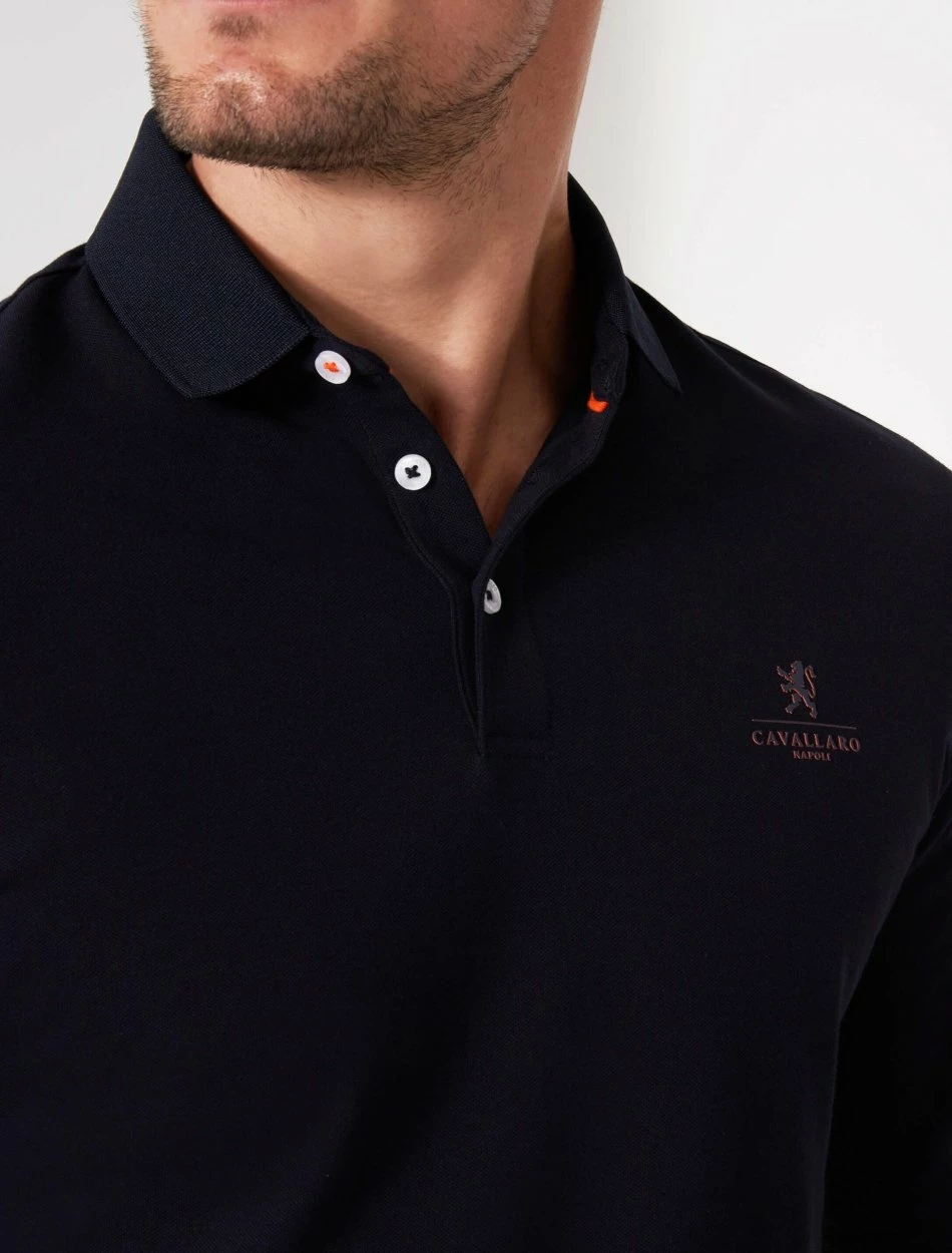 Cavallaro Napoli Campione Long Sleeve Polo Donkerblauw 2 Cavallaro Napoli Campione Long Sleeve Polo Donkerblauw - Afbeelding 2