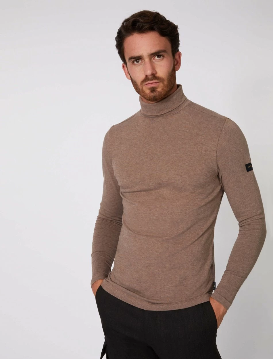 Cavallaro Napoli Baliani Long Sleeve Roll Neck Taupe 1 Cavallaro Napoli Baliani Long Sleeve Roll Neck Taupe