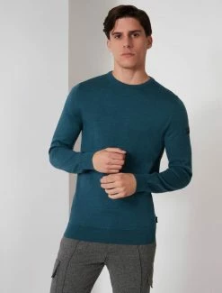Cavallaro Napoli Merino R-neck Trui Donkergroen