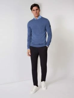 Cavallaro Napoli Merino R-neck Trui Blauw