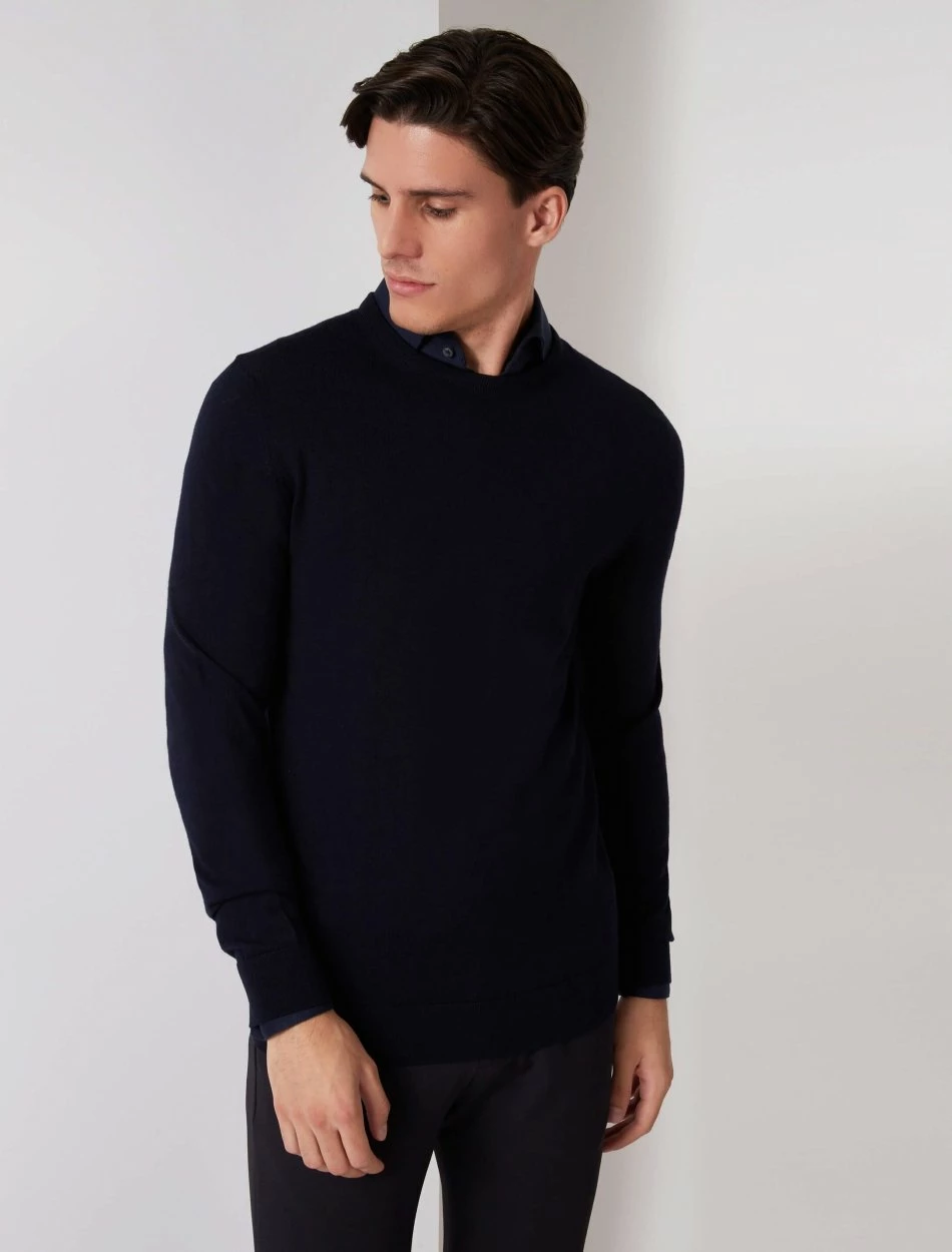 Cavallaro Napoli Merino R-neck Trui Donkerblauw 5 Cavallaro Napoli Merino R-neck Trui Donkerblauw - Afbeelding 5