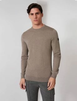 Cavallaro Napoli Merino R-neck Trui Taupe -Cavallaro Napoli Shop 118225000 840000 05 positie 05 710