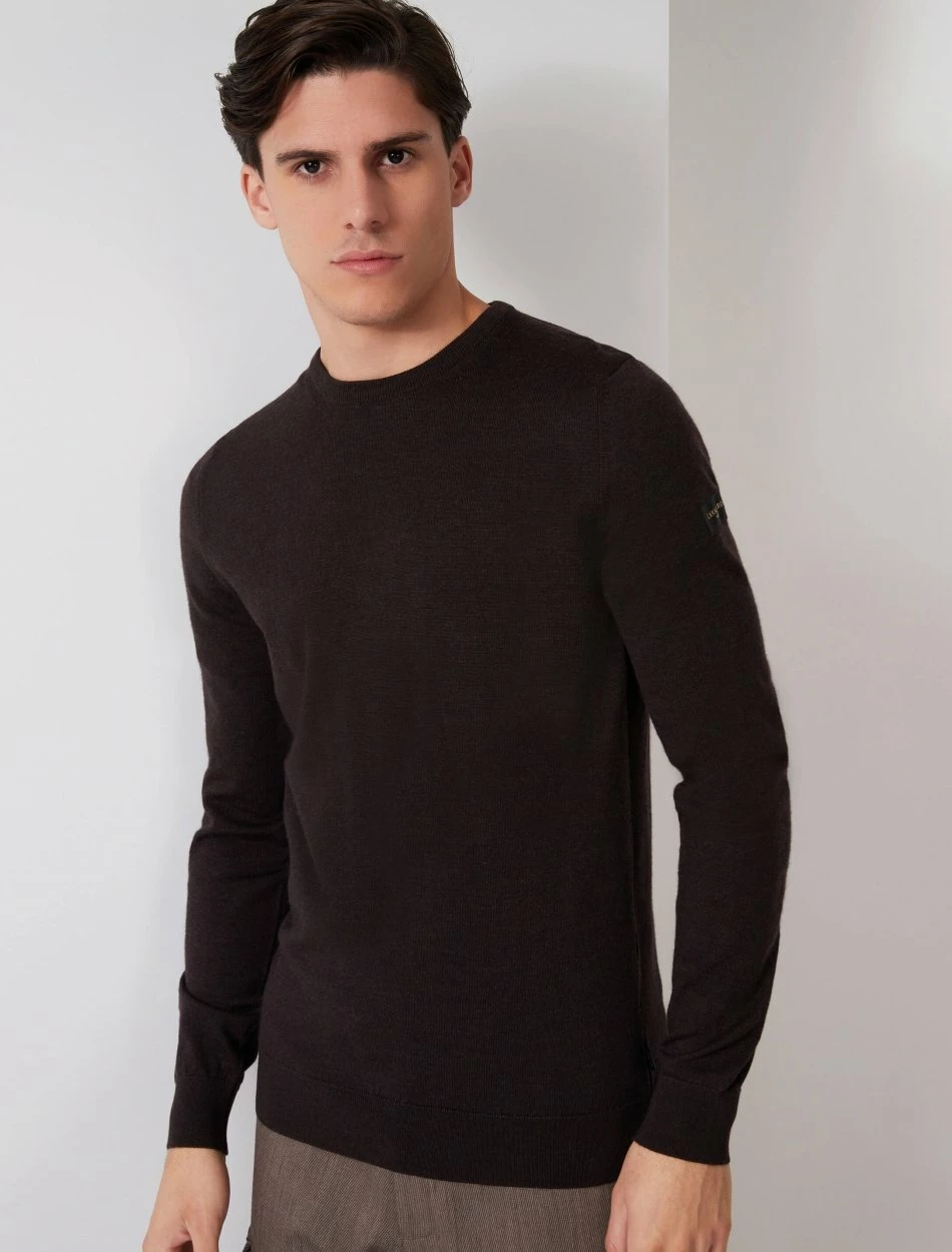 Cavallaro Napoli Merino R-neck Trui Bruin 1 Cavallaro Napoli Merino R-neck Trui Bruin