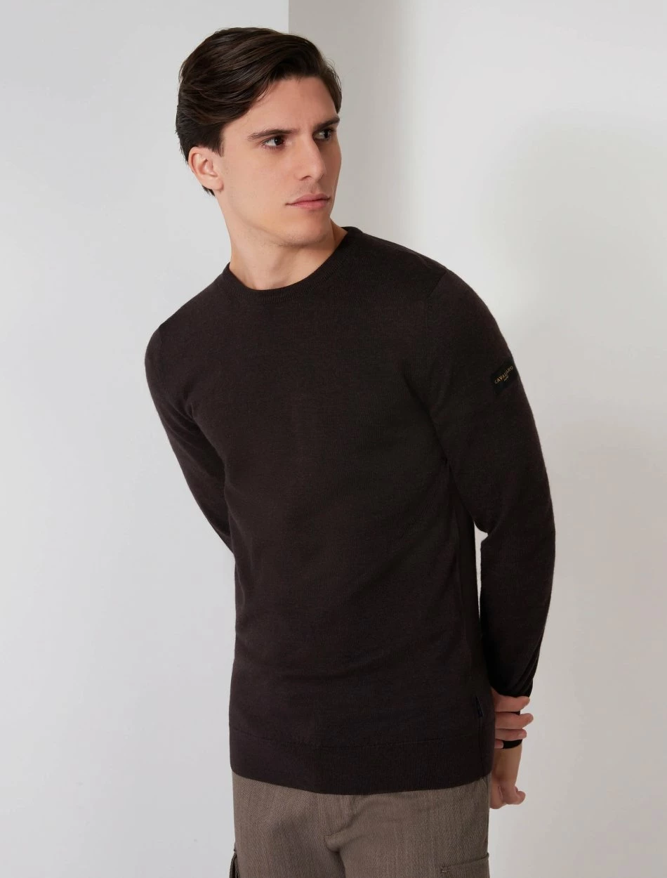 Cavallaro Napoli Merino R-neck Trui Bruin 2 Cavallaro Napoli Merino R-neck Trui Bruin - Afbeelding 2