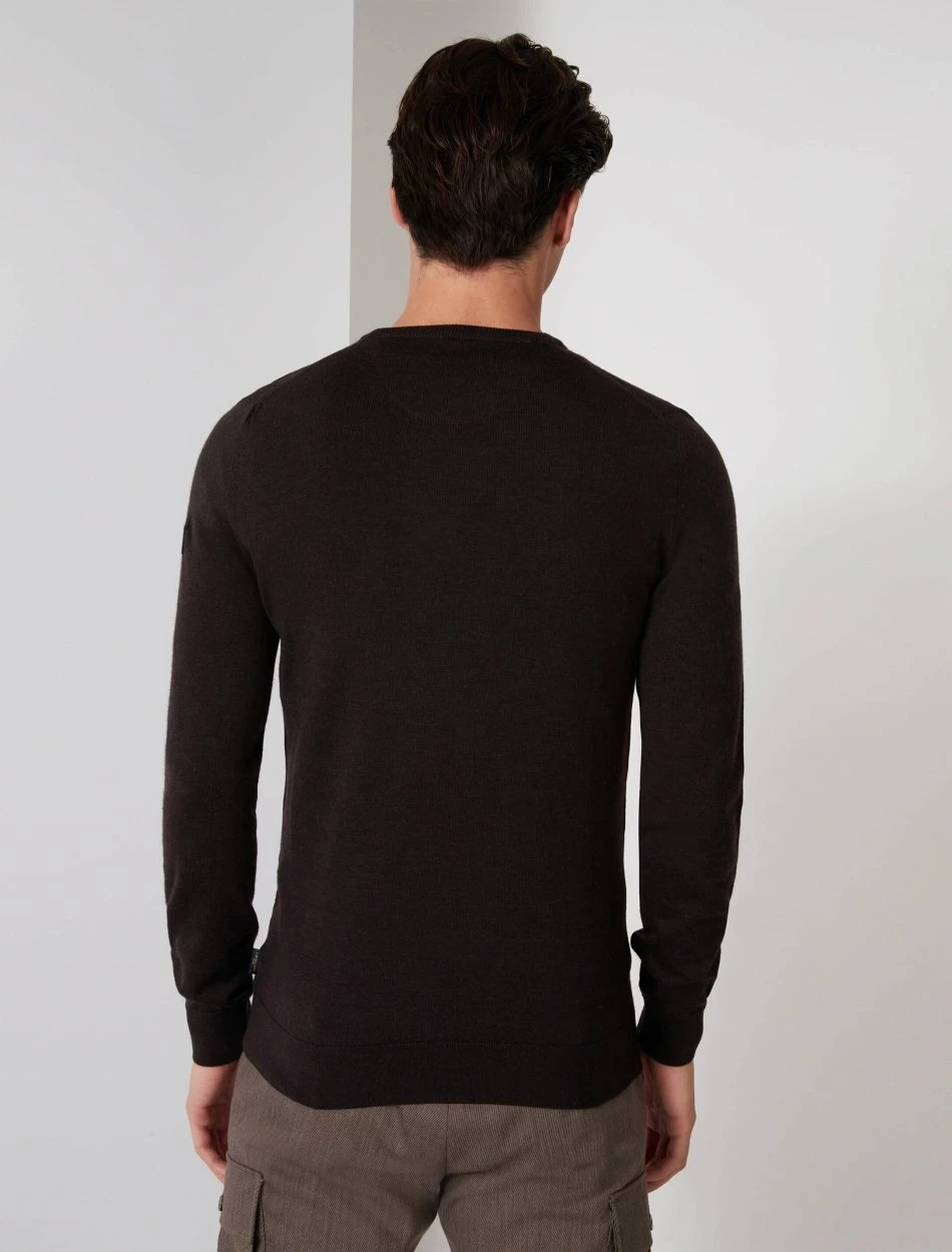 Cavallaro Napoli Merino R-neck Trui Bruin 4 Cavallaro Napoli Merino R-neck Trui Bruin - Afbeelding 4