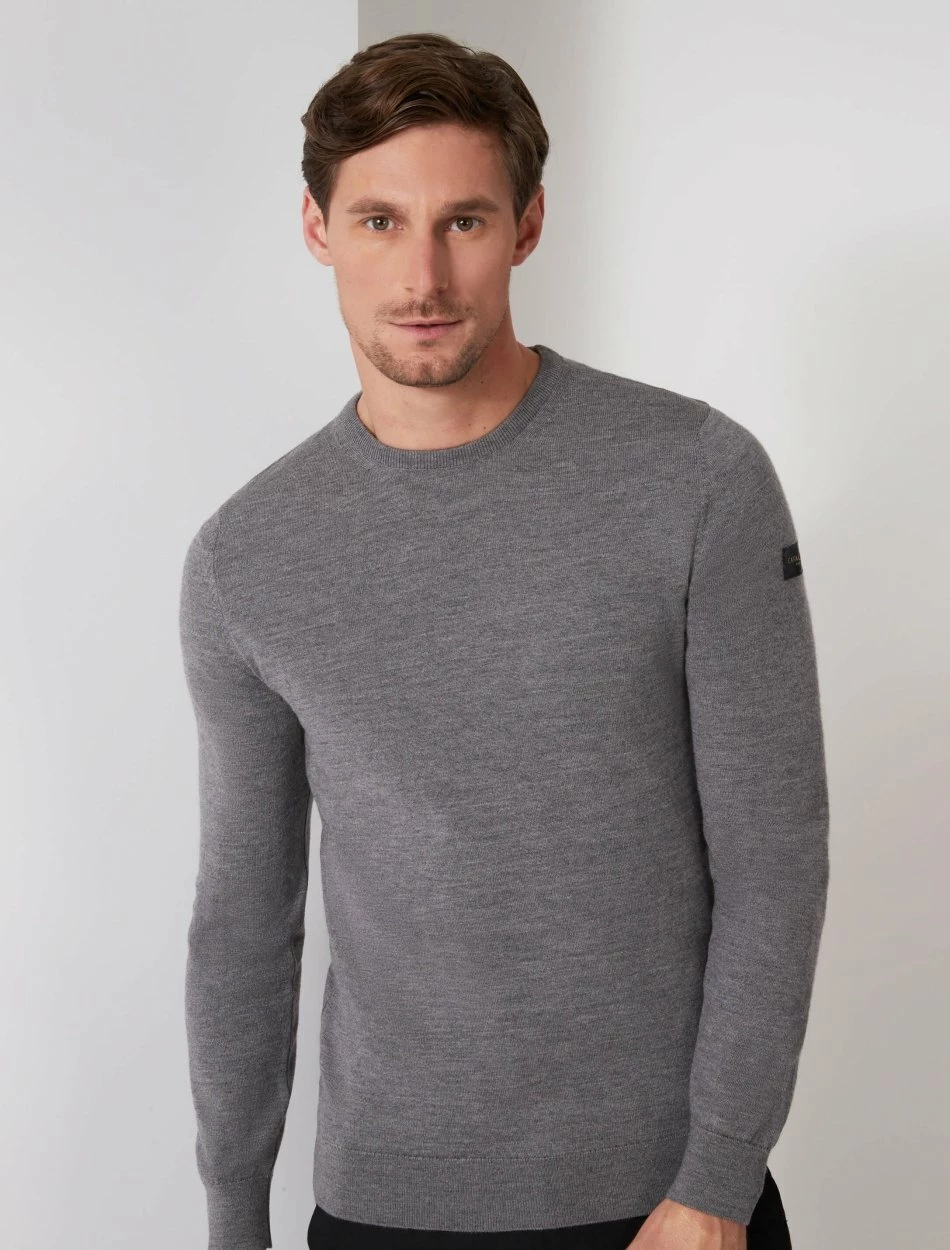 Cavallaro Napoli Merino R-neck Trui Grijs Melange 2 Cavallaro Napoli Merino R-neck Trui Grijs Melange - Afbeelding 2