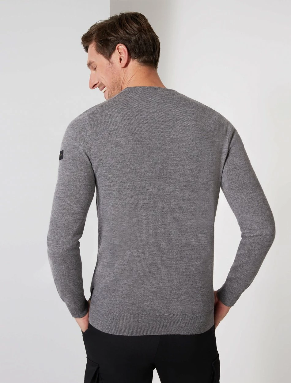 Cavallaro Napoli Merino R-neck Trui Grijs Melange 4 Cavallaro Napoli Merino R-neck Trui Grijs Melange - Afbeelding 4