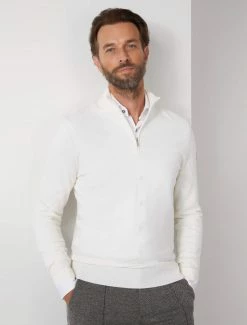 Cavallaro Napoli Merino Half Zip Trui Off White
