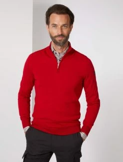 Cavallaro Napoli Merino Half Zip Trui Rood