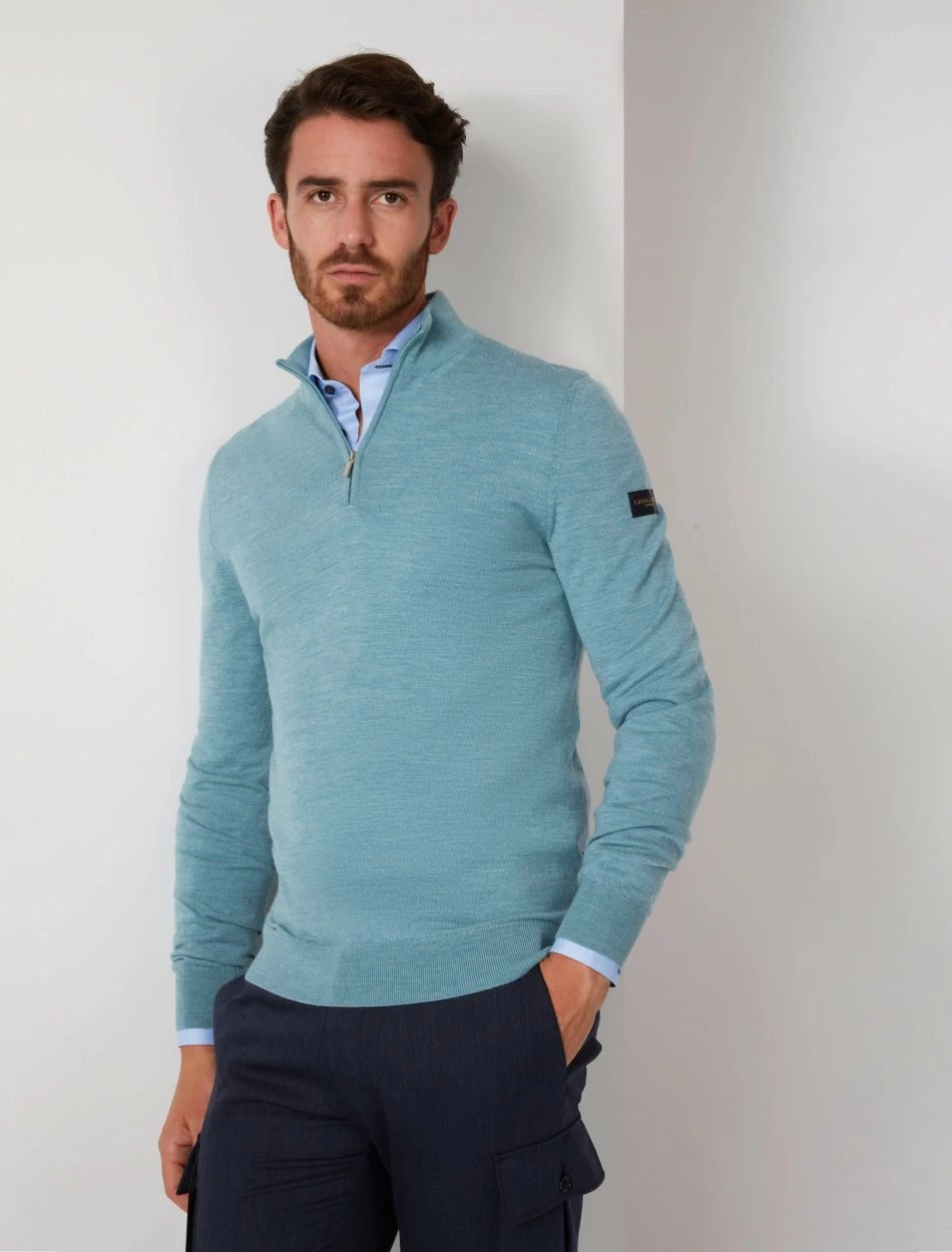 Cavallaro Napoli Merino Half Zip Trui Groen 8 Cavallaro Napoli Merino Half Zip Trui Groen - Afbeelding 8