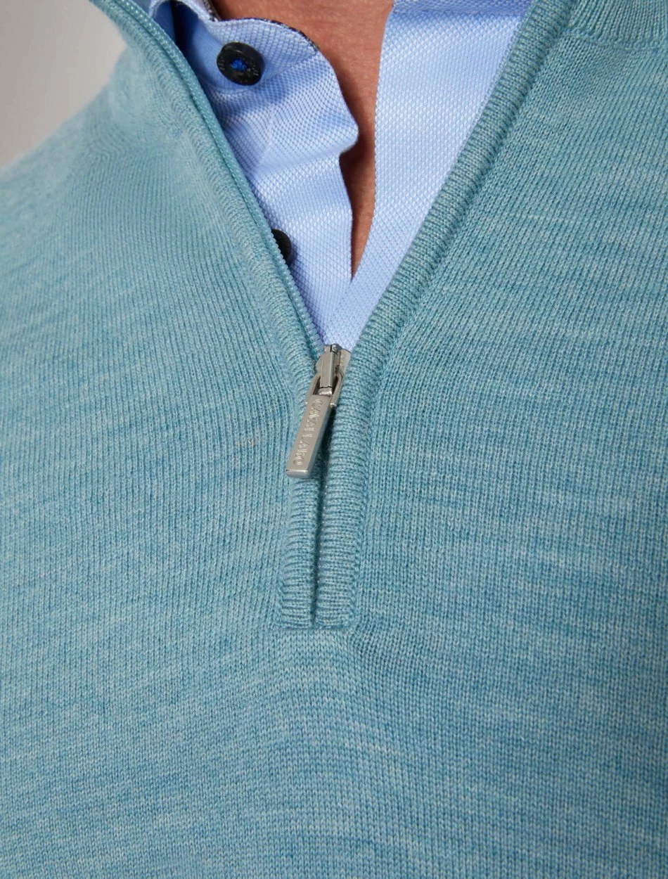 Cavallaro Napoli Merino Half Zip Trui Groen 6 Cavallaro Napoli Merino Half Zip Trui Groen - Afbeelding 6