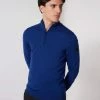 Cavallaro Napoli Merino Half Zip Trui Helderblauw