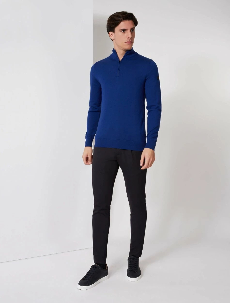 Cavallaro Napoli Merino Half Zip Trui Helderblauw 2 Cavallaro Napoli Merino Half Zip Trui Helderblauw - Afbeelding 2