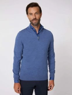 Cavallaro Napoli Merino Half Zip Trui Blauw -Cavallaro Napoli Shop 118225002 650000 06 positie 30 729