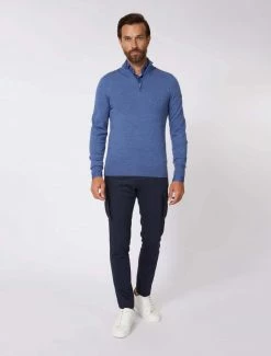 Cavallaro Napoli Merino Half Zip Trui Blauw -Cavallaro Napoli Shop 118225002 650000 10 positie 10 345