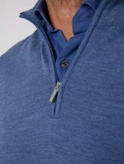 Cavallaro Napoli Merino Half Zip Trui Blauw -Cavallaro Napoli Shop 118225002 650000 11 positie 20 163