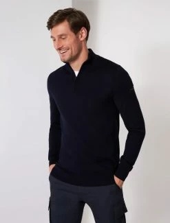 Cavallaro Napoli Merino Half Zip Trui Donkerblauw