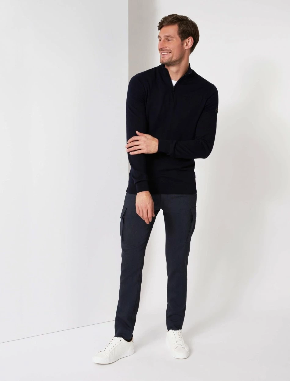 Cavallaro Napoli Merino Half Zip Trui Donkerblauw 2 Cavallaro Napoli Merino Half Zip Trui Donkerblauw - Afbeelding 2