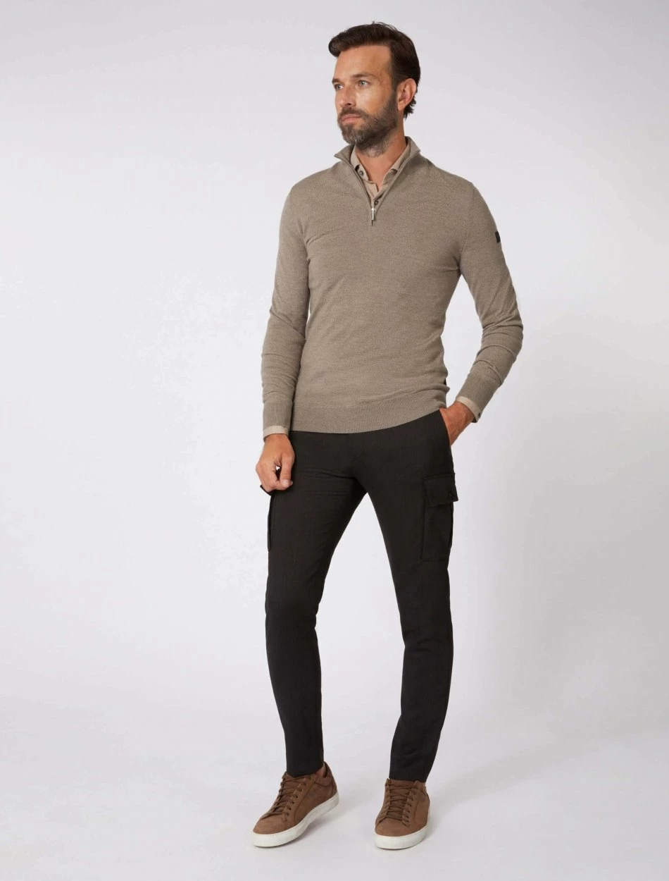 Cavallaro Napoli Merino Half Zip Trui Taupe 8 Cavallaro Napoli Merino Half Zip Trui Taupe - Afbeelding 8