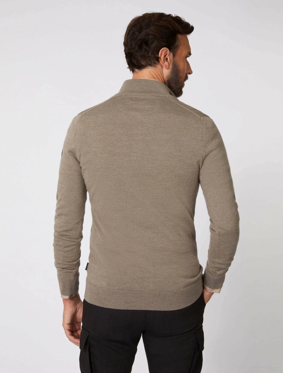 Cavallaro Napoli Merino Half Zip Trui Taupe 6 Cavallaro Napoli Merino Half Zip Trui Taupe - Afbeelding 6