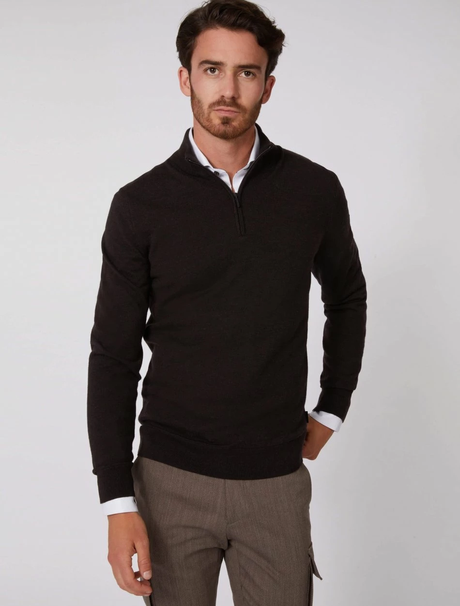 Cavallaro Napoli Merino Half Zip Trui Bruin 1 Cavallaro Napoli Merino Half Zip Trui Bruin