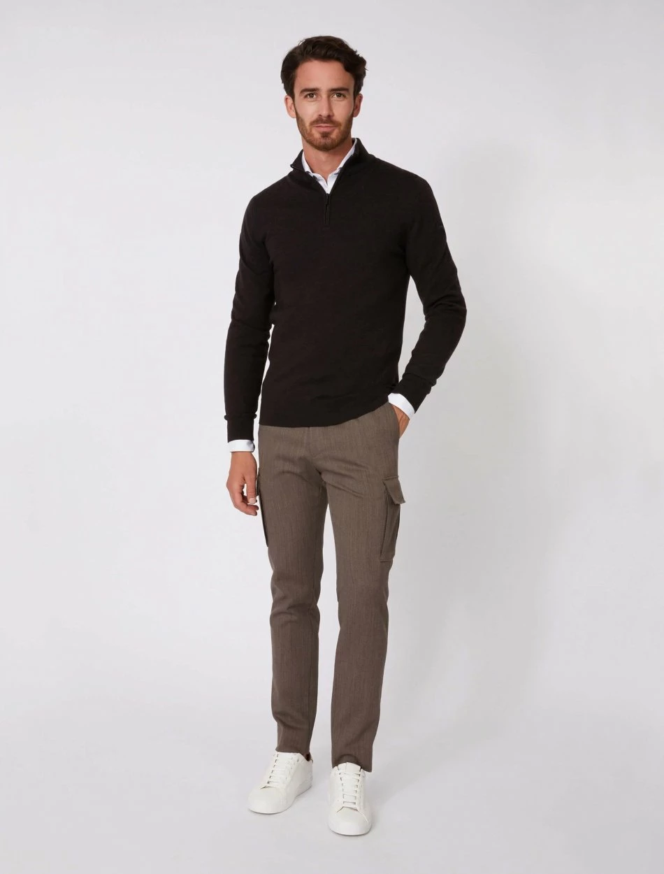 Cavallaro Napoli Merino Half Zip Trui Bruin 6 Cavallaro Napoli Merino Half Zip Trui Bruin - Afbeelding 6