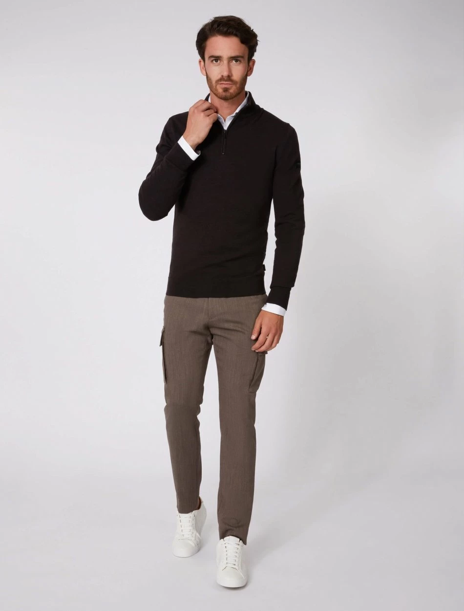 Cavallaro Napoli Merino Half Zip Trui Bruin 2 Cavallaro Napoli Merino Half Zip Trui Bruin - Afbeelding 2