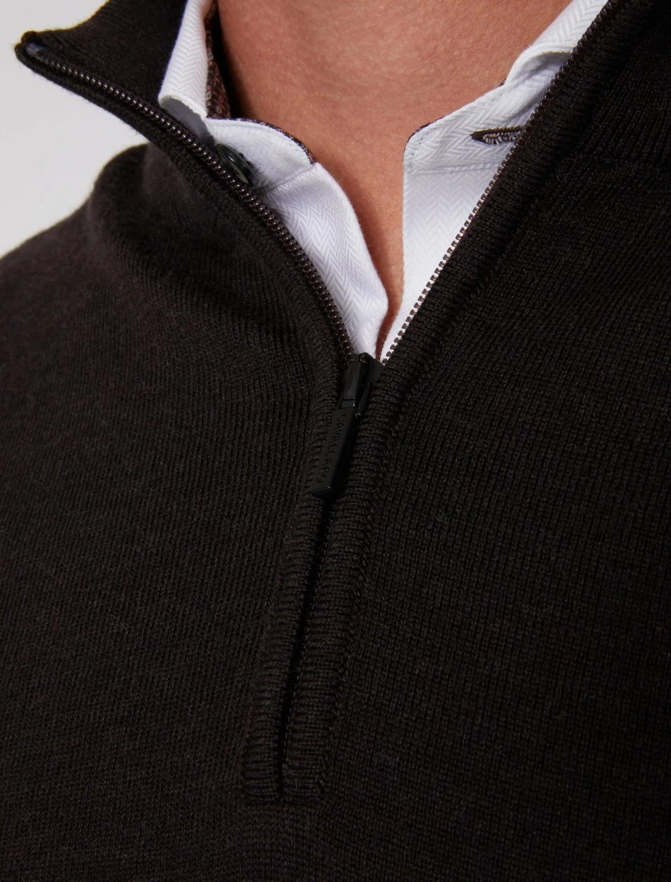Cavallaro Napoli Merino Half Zip Trui Bruin 3 Cavallaro Napoli Merino Half Zip Trui Bruin - Afbeelding 3